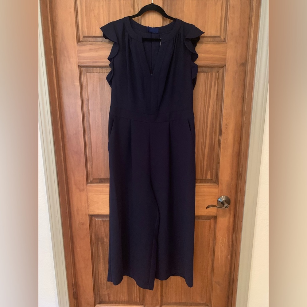 Vince Camuto Midnight Blue Ruffle Jumpsuit